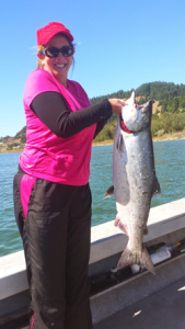 Women love Gold Beach Salmon Fishing, fish the Rogue River Salmon fishing